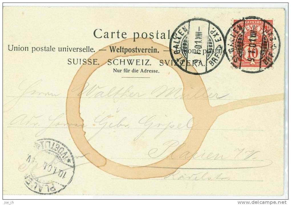 Schweiz/Suisse: AK Gruss Aus St.Gallen - Panorama - 1901, 2 Scans - St. Gallen