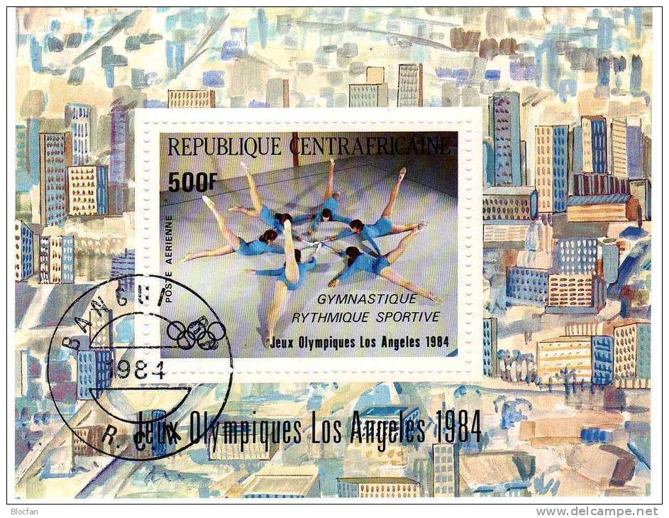 Los Angeles / Olymphilex Lausanne Gymnastik Centrafricaine 1018,1102, Bl. 275+318 O 13€ - Summer 1984: Los Angeles