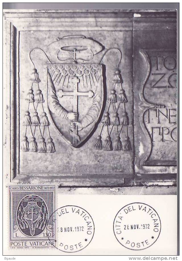 VATICAN CARTE MAXIMUM NUM.YVERT  551  500 ANS MORT DU CARDINAL BESSARIONE - Cartoline Maximum