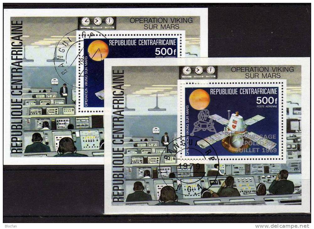 Silberner Aufdruck Auf Viking 10 Jahre Mondlandung Zentralafrika 429, 642, Block 12 + 69 O 15€ - United States