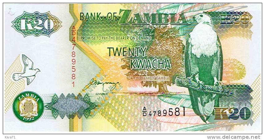 20 Kwacha "ZAMBIE"     1992   UNC   Ble 95 - Zambia