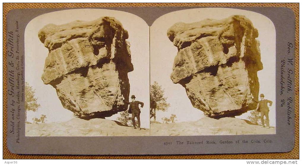 Stereo Photo "The Balanced Rock, Garden Of The Gods, Colorado 1907" - Photos Stéréoscopiques