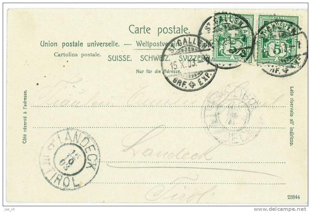 Schweiz/Suisse: Farb-AK St.Gallen - Bahnhofsanlage Mit Washington, 1903, 2 Scans, - St. Gallen
