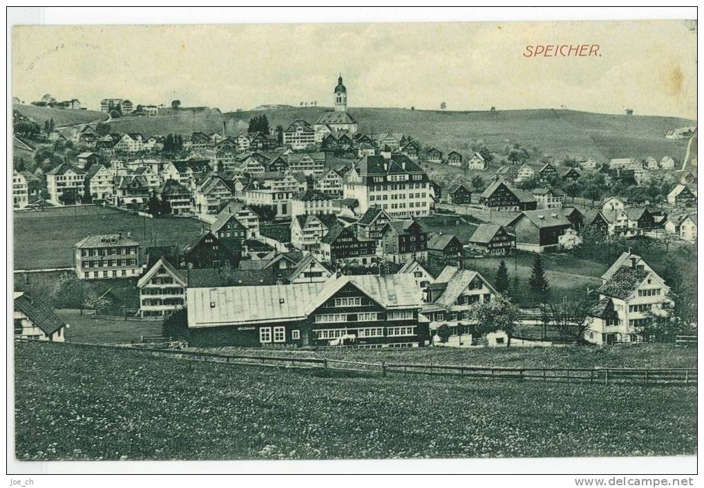 Schweiz/Suisse: AK Speicher (AR), Dorfansicht, 1915, 2 Scans, - Speicher