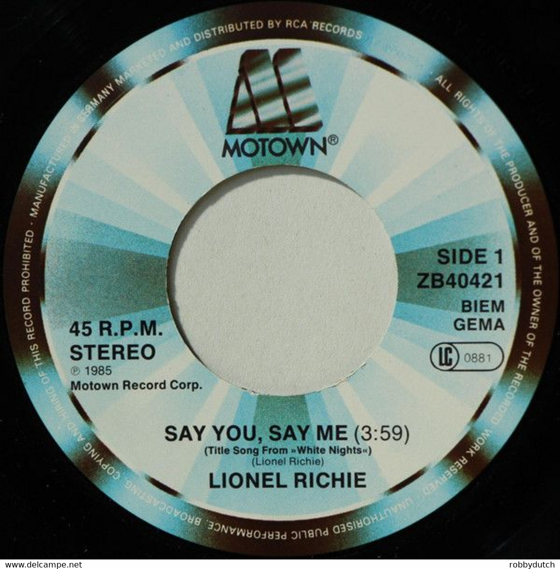 * 7" * LIONEL RICHIE - SAY YOU, SAY ME (Title Song From White Nights) - Filmmusik