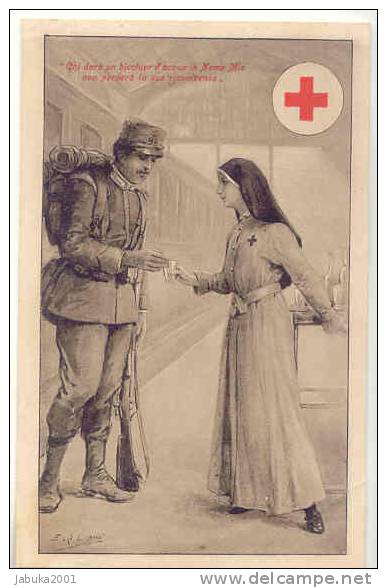 MILITARY WWI RED CROSS  NURSE SIGNED OLD POSTCARD  #023 - Red Cross