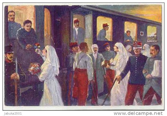 MILITARY WWI RED CROSS TRAIN NURSE SIGNED OLD POSTCARD  #030 - Red Cross
