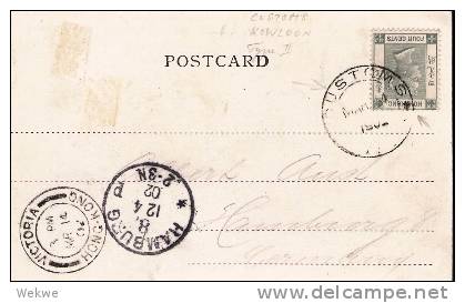 Ch-HK001/  HONG KONG - Postcard,  Kowloon Customs On 4 . Victoria. Highly Uncommon! Used As A Transit Marking Only! - Storia Postale