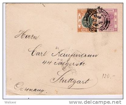 CH-HK002/ HONG KONG -  Stationery Envelope. Q.-Victoria + 5 C. K.-Edward  Stamp 1906 To Germany - Lettres & Documents