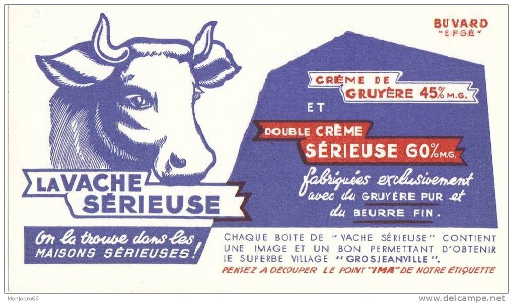 Buvard Crème De Gruyère LA VACHE SÉRIEUSE - Levensmiddelen