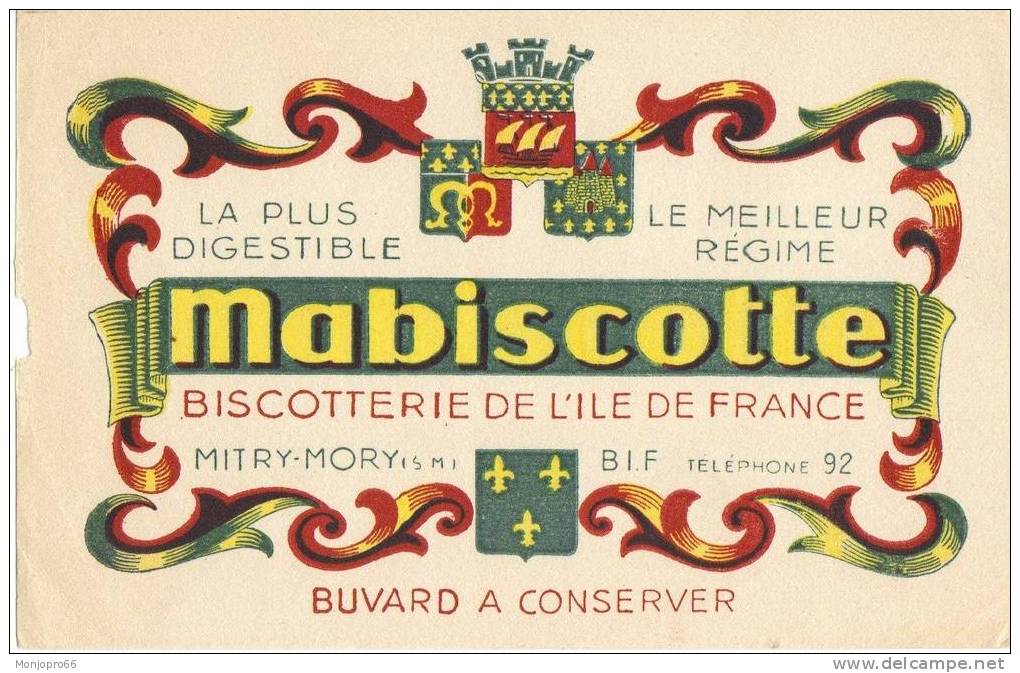 Buvard MABISCOTTE Biscotterie De L Ile De France - Biscotti