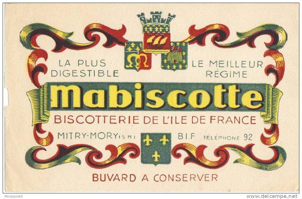Buvard MABISCOTTE Biscotterie De L Ile De France - Biscottes
