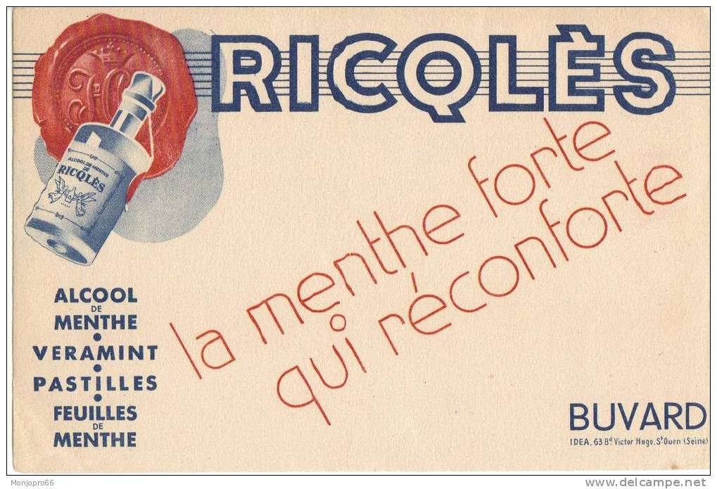 Buvard RICQLÈS La Menthe Forte Qui Réconforte - R