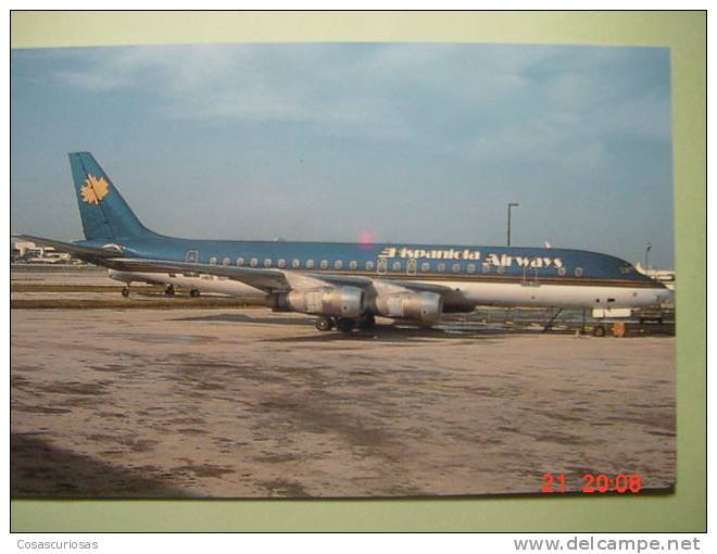 3907  HISPANIOLA AIRWAYS DOUGLAS DC 8    AIRPORT   AEROPUERTO   AÑOS / YEARS / ANNI  1980 - Aerodrome