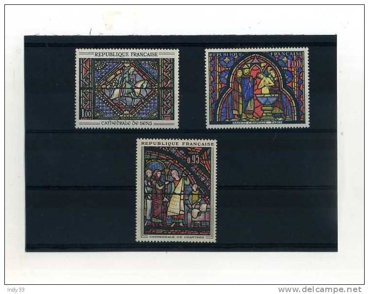 - FRANCE 1960/69 .  TIMBRES SUR LES VITRAUX . N°1399/1427/1492 Y&T . - Glas & Fenster