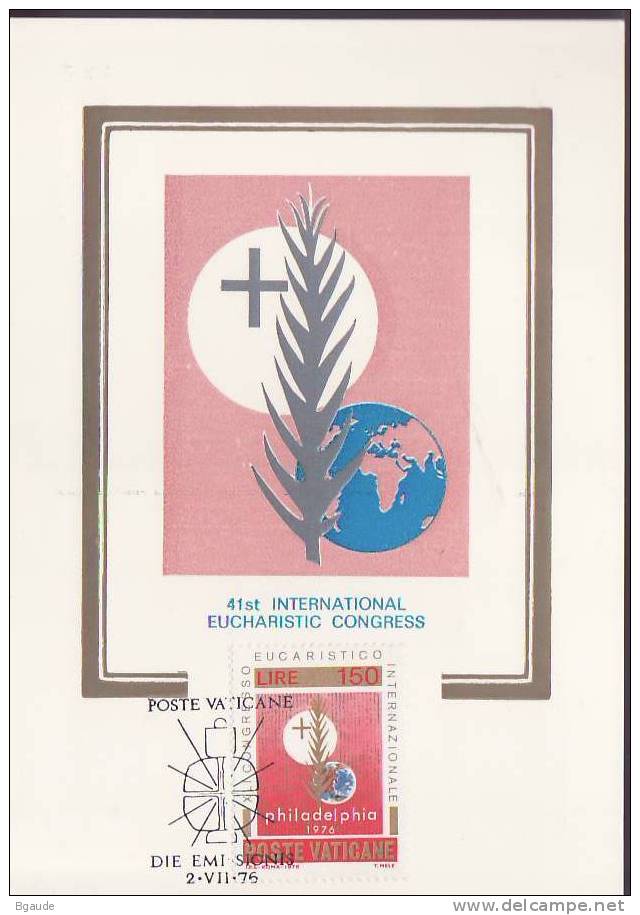 VATICAN CARTE MAXIMUM NUM.YVERT  613 CONGRES EUCHARISTIQUE - Cartes-Maximum (CM)