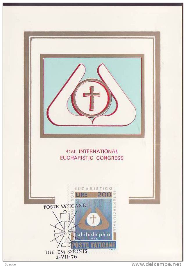 VATICAN CARTE MAXIMUM NUM.YVERT  614 CONGRES EUCHARISTIQUE - Cartes-Maximum (CM)