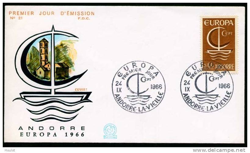 Andorra Französische Post Mi.N° 198 Europa Cept Ausgabe Von 1966 Auf FDC - FDC