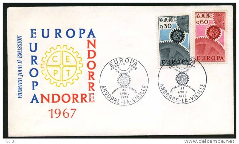 Andorra Französische Post Mi.N° 199/200 Europa Cept Ausgabe Von 1967 Auf FDC ; I. Auflage - FDC