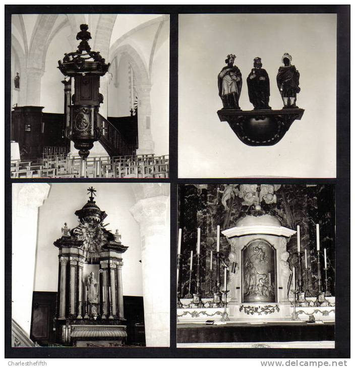 4 ZELDZAME FOTO´S " SINT MARTENS BODEGEM - DETAILS UIT DE KERK " 8.5 X 9cm - Autres & Non Classés