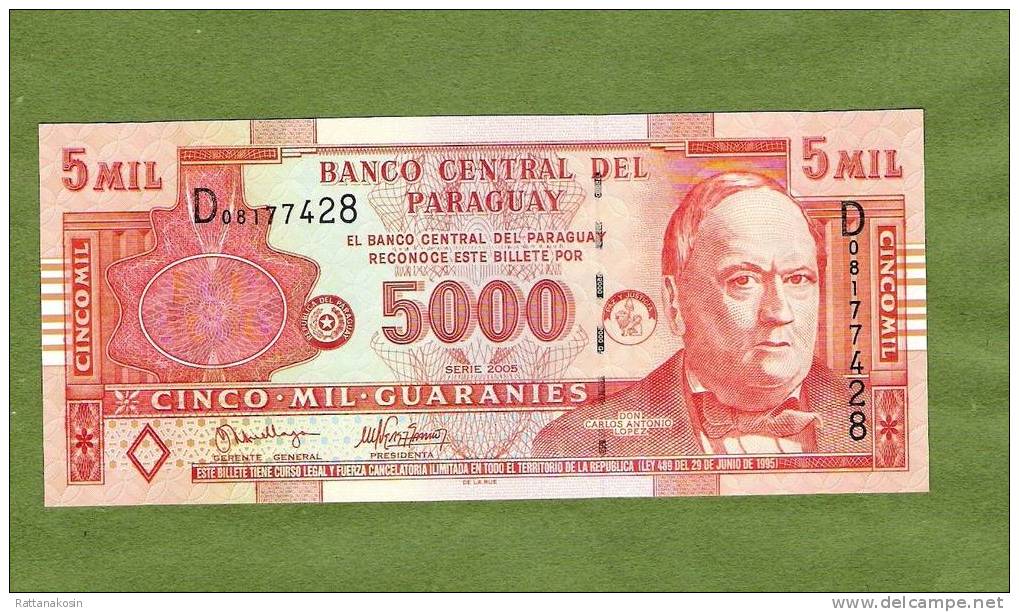 PARAGUAY P223 5000 GUARANIES  2005  #D    UNC. - Paraguay