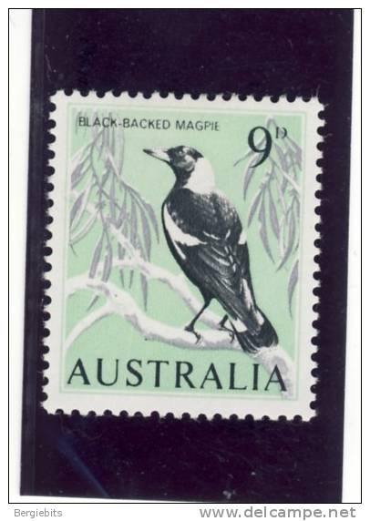 1963 Australia 9 Pence Black Backed Magpie Bird MNH - Ungebraucht