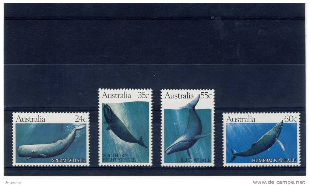 1982 Australia  Whales Complete  Set Of 4 Stamps All MNH - Neufs
