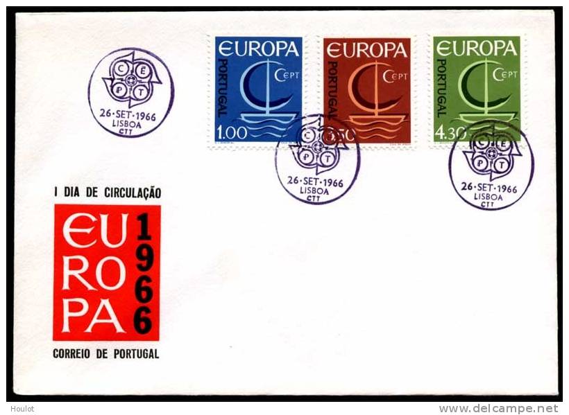 Portugal Mi.N° 1012/14 Europa Cept Ausgabe Von 1966 Auf FDC - Gebruikt