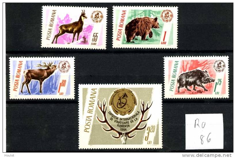 Rumänien Mi.N° 2460/64 Kpl ** 1965, Jagdbares Wild Und Trophäe - Unused Stamps