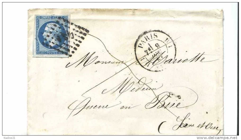 014. LAC N°14 - Cachet PARIS DS1 à Destination De Queue En Brie - 1849-1876: Classic Period