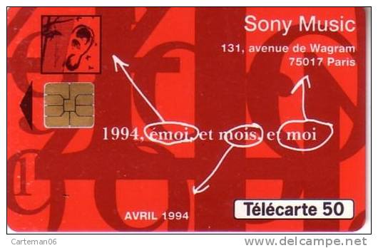 Télécarte - Sony Music 1994 - Tirage 7500 Ex - Privées