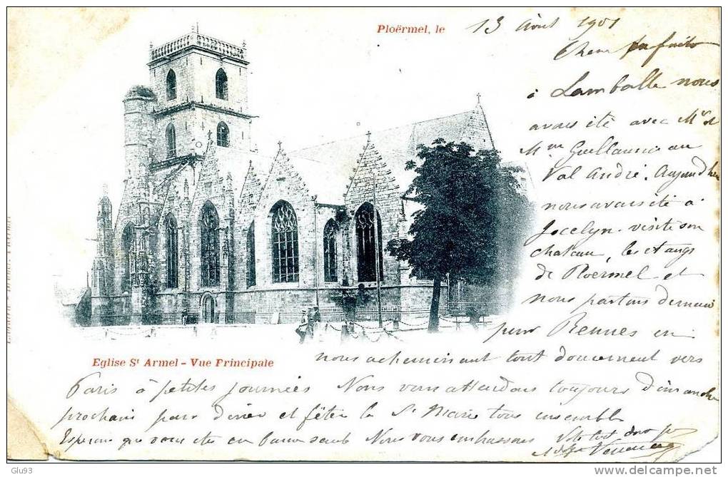 CPA - Ploërmel (56) -  Eglise St Armel - Vue Principale - Ploërmel