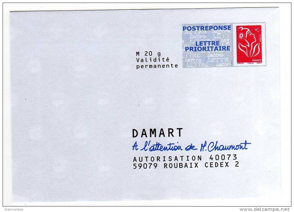 Entier Postal PAP Réponse DAMART Nord Roubaix Autorisation 40073 N° Au Dos: 08P195 - Prêts-à-poster: Réponse /Lamouche