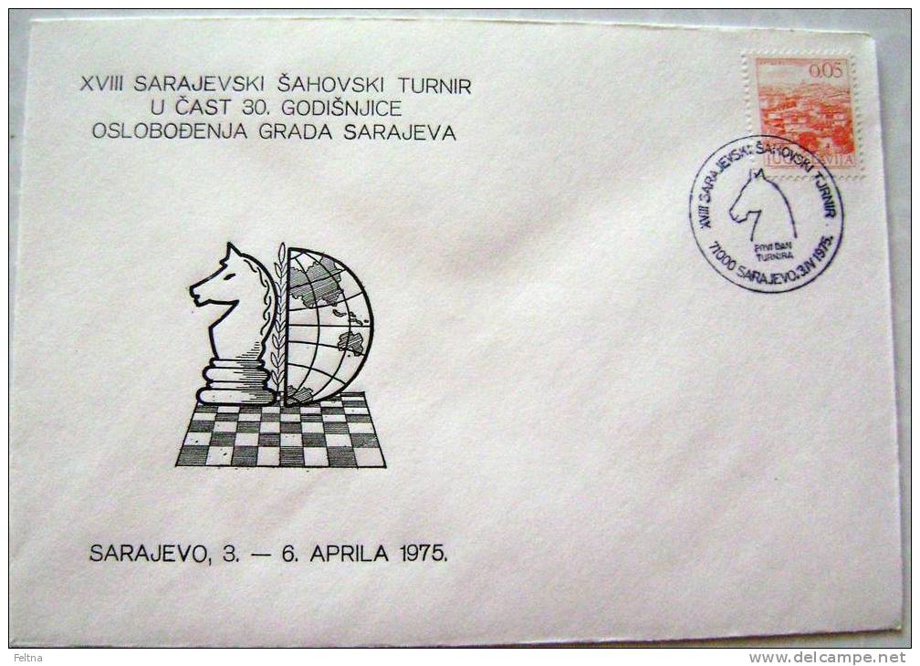 1975 18th SARAJEVO CHESS TOURNAMENT COVER FIRST DAY CANCELATION SCHACH SCACCHI ECHECS - Chess