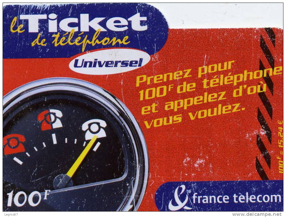 TICKET TELEPHONE PU 23 B 100 FRANCS - FT Tickets