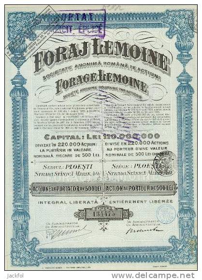 FORAJ LEMOINE 1924 (ROUMANIE) - Pétrole