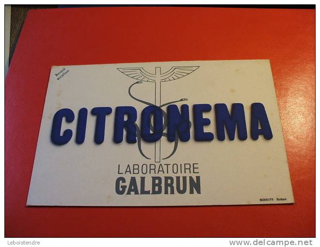 BUVARD : CITRONEMA LABORATOIRE GALBRUN / TAILLE :21CM X13.5CM - Drogheria