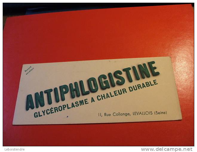 BUVARD : ANTIPHLOGISTINE-GLYCEROPLASME A CHALEUR DURABLE/ TAILLE :21 CM X 9 CM - Produits Pharmaceutiques