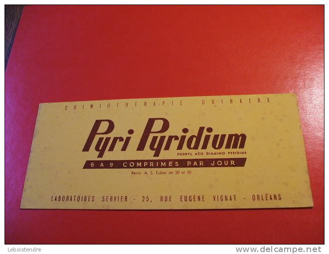 BUVARD : PURI PYRIDIUM-LABORATOIRES SERVIER/ TAILLE :21 CM X 9 CM - Produits Pharmaceutiques