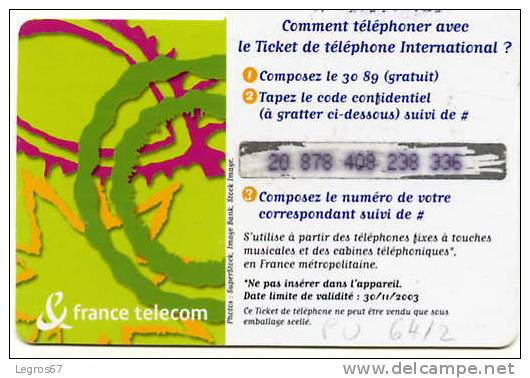 TICKET TELEPHONE PU 64/2 7.5 € - Billetes FT