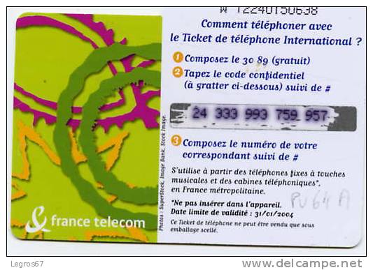 TICKET TELEPHONE PU 64 A 7.5 € - Biglietti FT