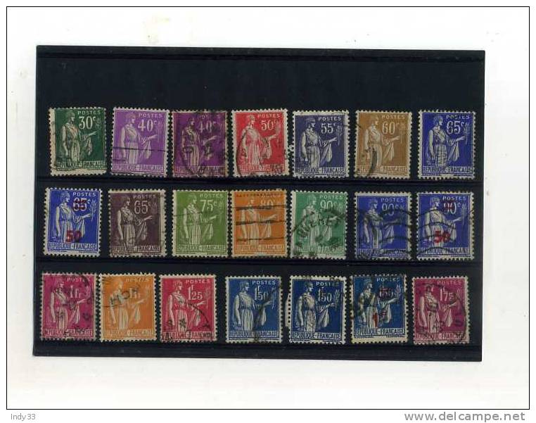 - FRANCE . ENSEMBLE DE TIMBRES  PAIX DE LAURENS . OBLITERES - 1932-39 Frieden