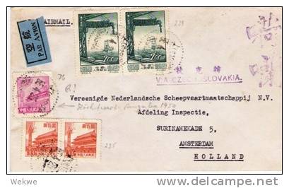 Ch-pr025/ CHINA - Amsterdam, Holland 1955  Via Slovakia Höchstwert Himmelstor 1950 (Brief, Cover, Letter, Lettre) - Brieven En Documenten