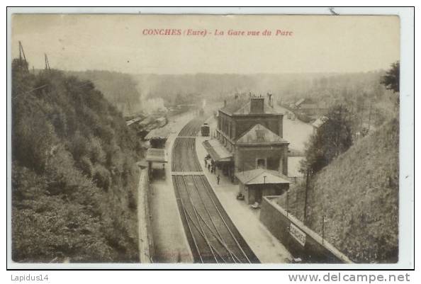 G 446 /CPA  CONCHES (27)   LA GARE VUE DU PARC - Conches-en-Ouche