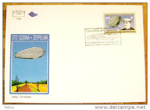 2000 BOSNIA FDC 100 YEARS OF FISRT FLIGHT WITH ZEPPELIN BOSNA - Zeppelins