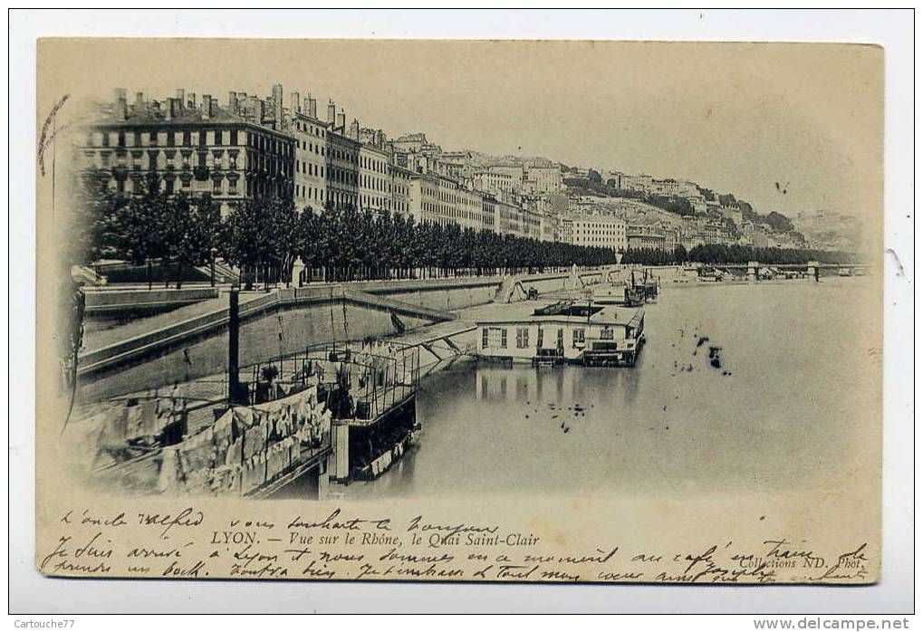 P6 - LYON 2 - Vue Sur Le Rhône - Le Quai Saint-Clair (1903 - CARTE PRECURSEUR - Voir Scan Du Verso) - Lyon 2