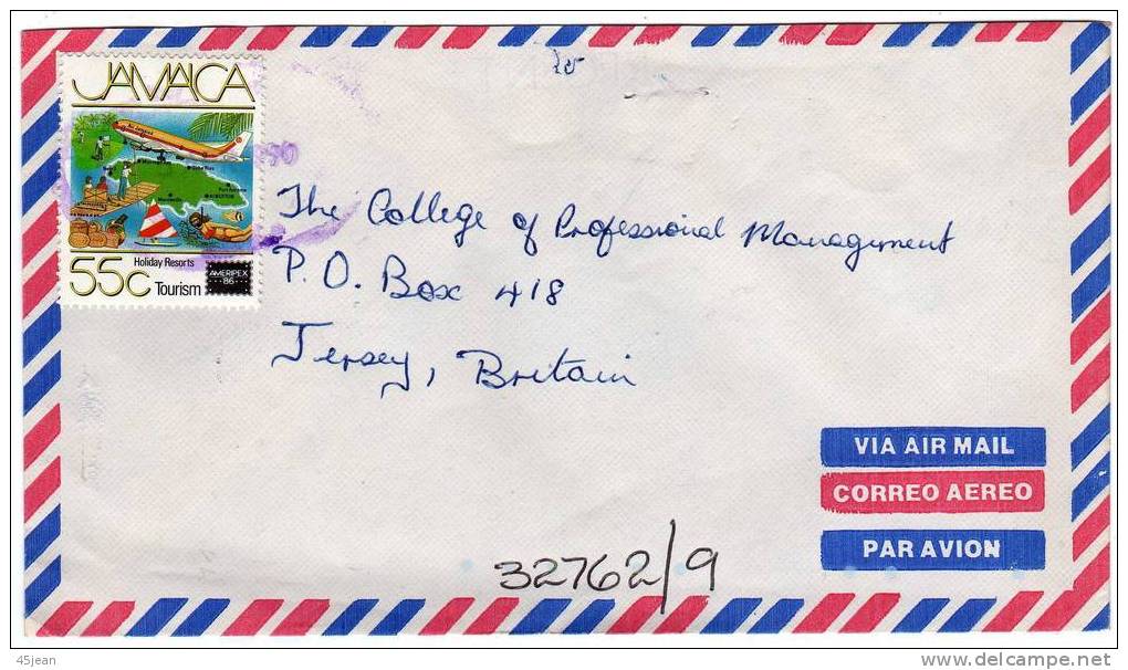 Jamaique:  Très Bellle Lettre Vers Jersey Avec Timbre Vacances Holiday - Jamaica (1962-...)