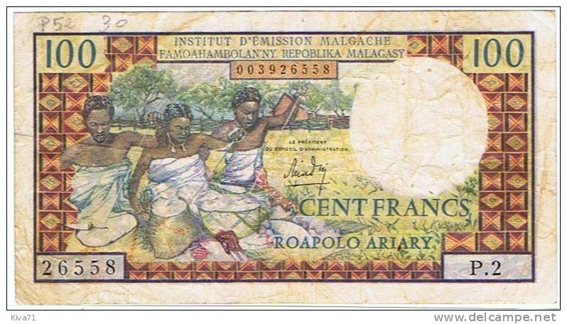 **Pas Courant** 100 Francs "Madagascar"    P52        Ble 47 - Madagascar
