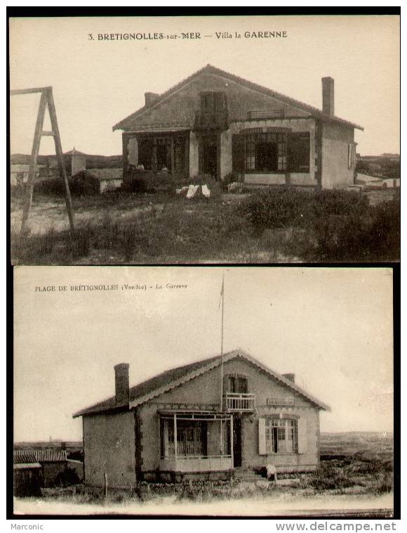 85 - BRETIGNOLLES Sur MER - 2 Cartes - Villa La GARENNE, Plage De BRETIGNOLLES - TBE - Bretignolles Sur Mer