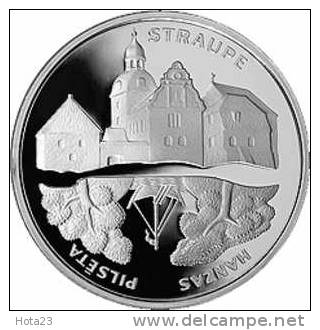 Latvia - 1 Lats Silver Coin City STRAUPE  -2006  Y-silver-proof  CASTLE ,sailboat - Lettland